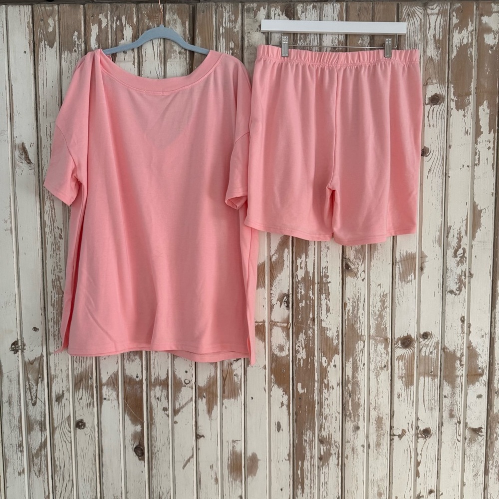 Pink Women's Lounge Set, Peachy Pink, 2X - Picture 3 of 15